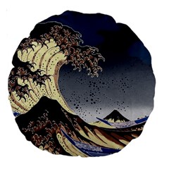 The Great Wave Off Kanagawa Japan Japanese Waves Large 18  Premium Round Cushions by pakminggu