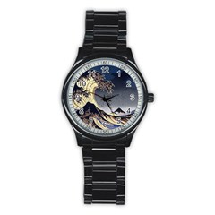 The Great Wave Off Kanagawa Japan Japanese Waves Stainless Steel Round Watch by pakminggu