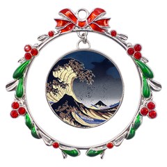 The Great Wave Off Kanagawa Japan Japanese Waves Metal X mas Wreath Ribbon Ornament