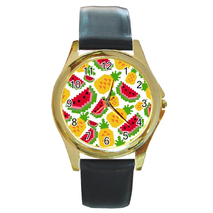 Watermelon -12 Round Gold Metal Watch