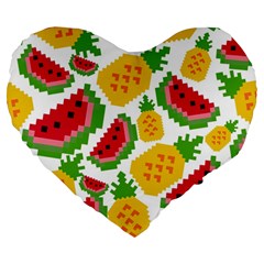 Watermelon -12 Large 19  Premium Heart Shape Cushions by nateshop