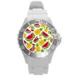 Watermelon -12 Round Plastic Sport Watch (L) Front