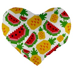 Watermelon -12 Large 19  Premium Flano Heart Shape Cushions by nateshop