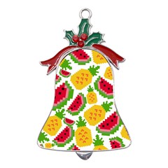 Watermelon -12 Metal Holly Leaf Bell Ornament