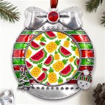 Watermelon -12 Metal X Mas Ribbon With Red Crystal Round Ornament Front