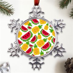 Watermelon -12 Metal Large Snowflake Ornament by nateshop