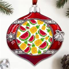 Watermelon -12 Metal Snowflake And Bell Red Ornament