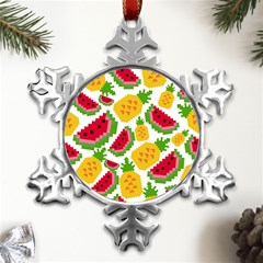 Watermelon -12 Metal Small Snowflake Ornament by nateshop