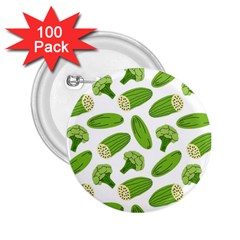 Vegetable Pattern With Composition Broccoli 2 25  Buttons (100 Pack)  by pakminggu