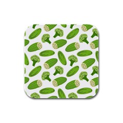 Vegetable Pattern With Composition Broccoli Rubber Square Coaster (4 Pack) by pakminggu