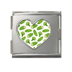 Vegetable Pattern With Composition Broccoli Mega Link Heart Italian Charm (18mm) by pakminggu