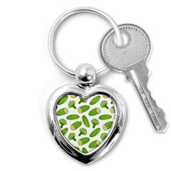 Vegetable Pattern With Composition Broccoli Key Chain (heart) by pakminggu