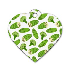 Vegetable Pattern With Composition Broccoli Dog Tag Heart (one Side) by pakminggu