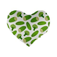 Vegetable Pattern With Composition Broccoli Standard 16  Premium Flano Heart Shape Cushions by pakminggu