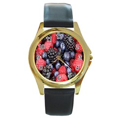 Berries-01 Round Gold Metal Watch by nateshop