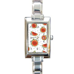 Seamless Background Pattern With Watermelon Slices Rectangle Italian Charm Watch by pakminggu