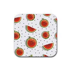 Seamless Background Pattern With Watermelon Slices Rubber Coaster (square) by pakminggu