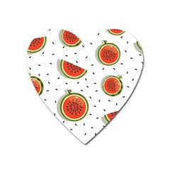 Seamless Background Pattern With Watermelon Slices Heart Magnet by pakminggu