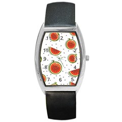 Seamless Background Pattern With Watermelon Slices Barrel Style Metal Watch by pakminggu