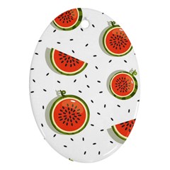 Seamless Background Pattern With Watermelon Slices Oval Ornament (two Sides) by pakminggu