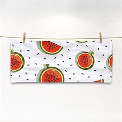 Seamless Background Pattern With Watermelon Slices Hand Towel by pakminggu