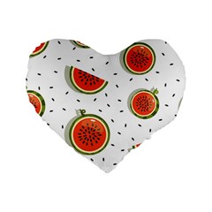 Seamless Background Pattern With Watermelon Slices Standard 16  Premium Heart Shape Cushions by pakminggu