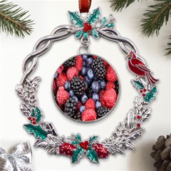 Berries-01 Metal X mas Wreath Holly Leaf Ornament by nateshop