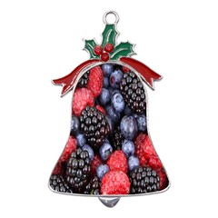 Berries-01 Metal Holly Leaf Bell Ornament by nateshop