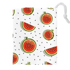 Seamless Background Pattern With Watermelon Slices Drawstring Pouch (4xl) by pakminggu