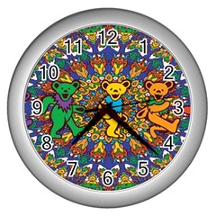 Dead Dancing Bears Grateful Dead Pattern Wall Clock (silver) by Grandong