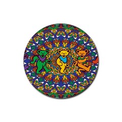 Dead Dancing Bears Grateful Dead Pattern Rubber Coaster (round) by Grandong