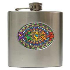 Dead Dancing Bears Grateful Dead Pattern Hip Flask (6 Oz) by Grandong