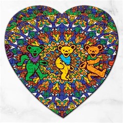 Dead Dancing Bears Grateful Dead Pattern Jigsaw Puzzle (heart) by Grandong