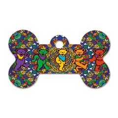 Dead Dancing Bears Grateful Dead Pattern Dog Tag Bone (two Sides) by Grandong