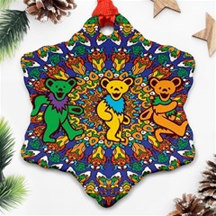 Dead Dancing Bears Grateful Dead Pattern Ornament (snowflake) by Grandong