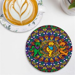 Dead Dancing Bears Grateful Dead Pattern Uv Print Round Tile Coaster by Grandong