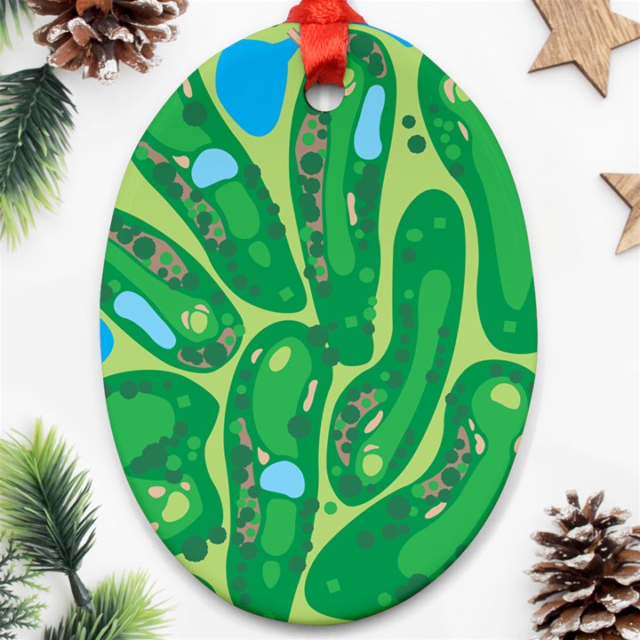 Golf Course Par Golf Course Green Ornament (Oval)