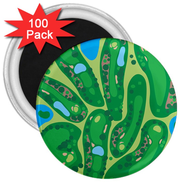 Golf Course Par Golf Course Green 3  Magnets (100 pack)