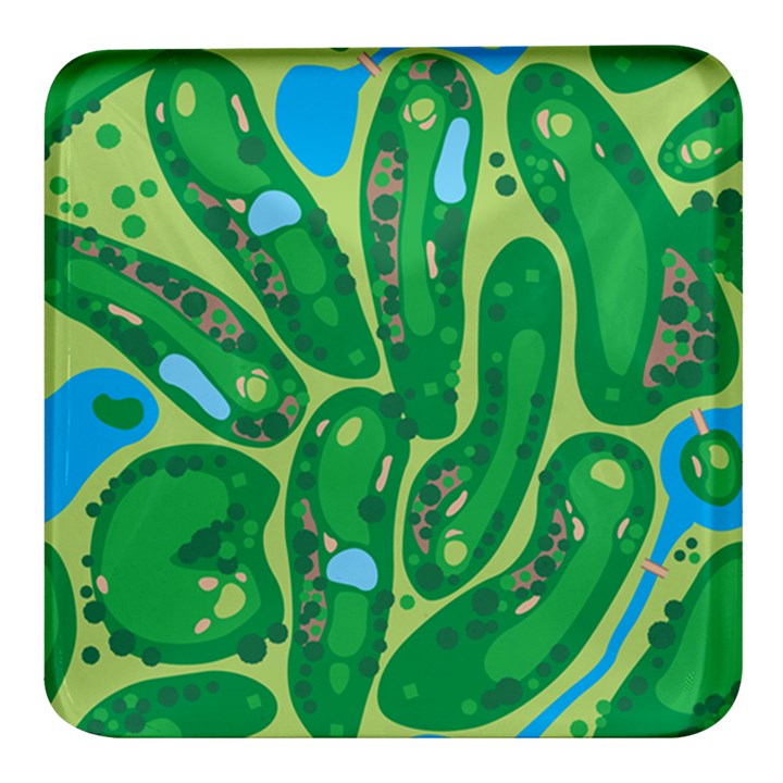 Golf Course Par Golf Course Green Square Glass Fridge Magnet (4 pack)