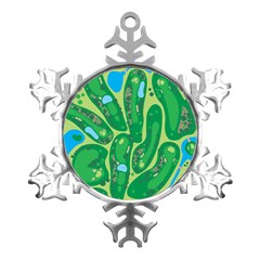 Golf Course Par Golf Course Green Metal Small Snowflake Ornament by Cowasu