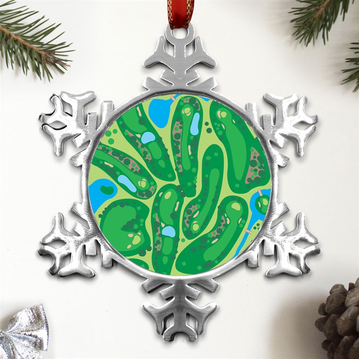 Golf Course Par Golf Course Green Metal Small Snowflake Ornament