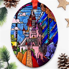 Beauty Stained Glass Castle Building Ornament (oval) by Cowasu