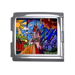 Beauty Stained Glass Castle Building Mega Link Italian Charm (18mm)