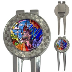 Beauty Stained Glass Castle Building 3-in-1 Golf Divots by Cowasu