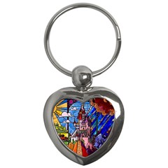 Beauty Stained Glass Castle Building Key Chain (heart) by Cowasu