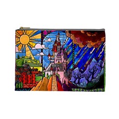 Beauty Stained Glass Castle Building Cosmetic Bag (large) by Cowasu