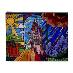 Beauty Stained Glass Castle Building Cosmetic Bag (xl) by Cowasu