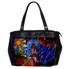 Beauty Stained Glass Castle Building Oversize Office Handbag by Cowasu