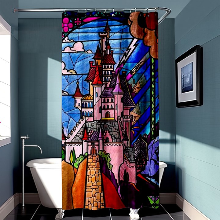 Beauty Stained Glass Castle Building Shower Curtain 36  x 72  (Stall) 