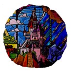 Beauty Stained Glass Castle Building Large 18  Premium Round Cushions Front